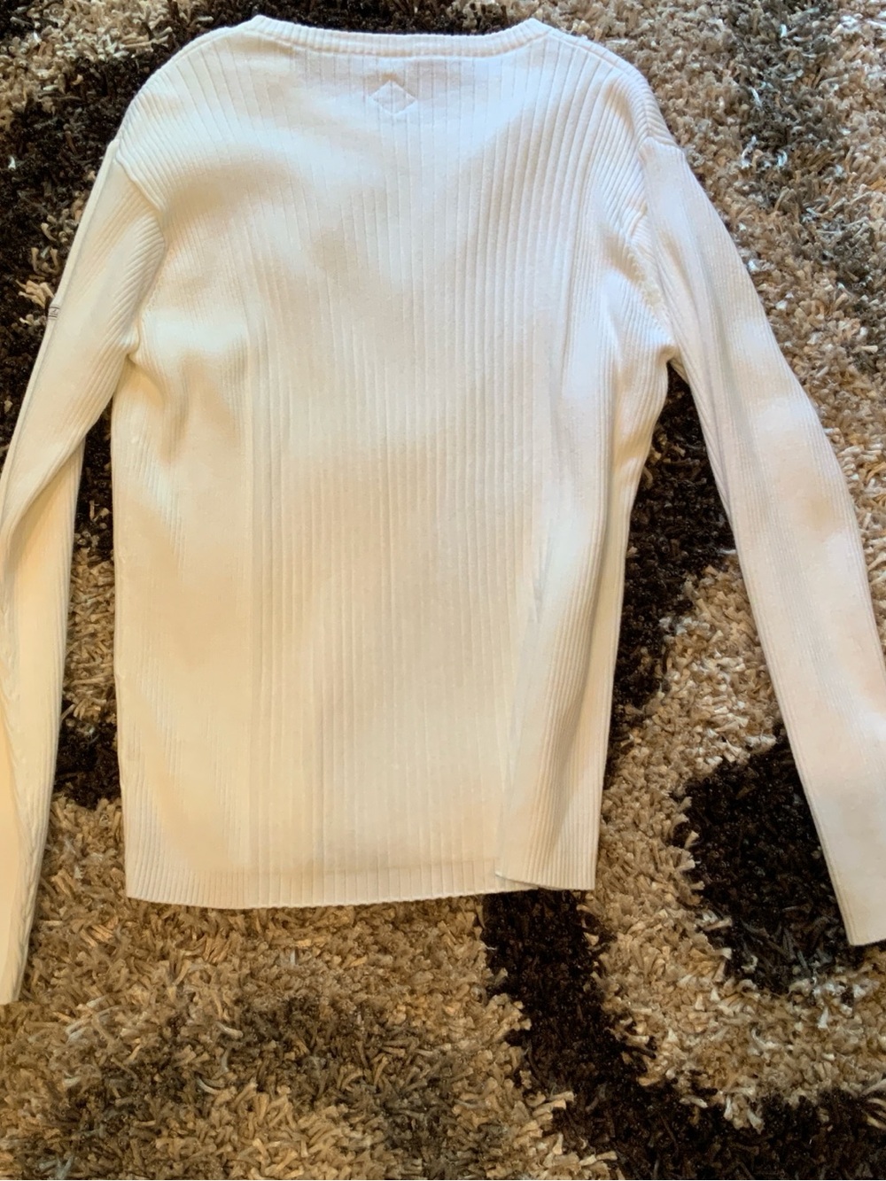 Men's Cream Ribbed Long-Sleeve Sweater